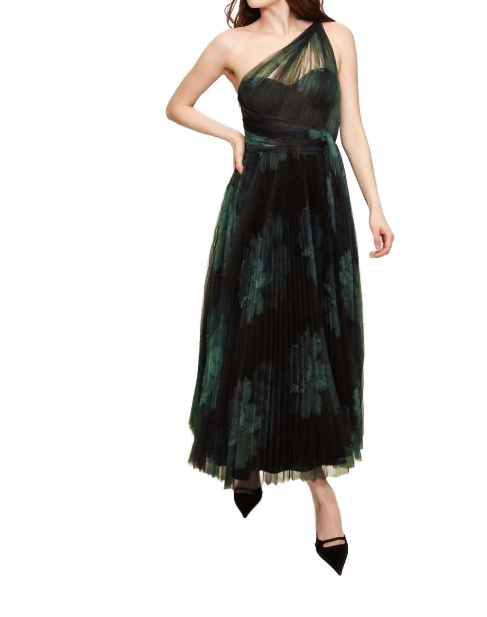 NEW HUTCH philippa midi dress in forest tonal sketched floral